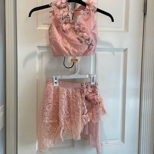 2 piece peach lace lyric dance costume adult small